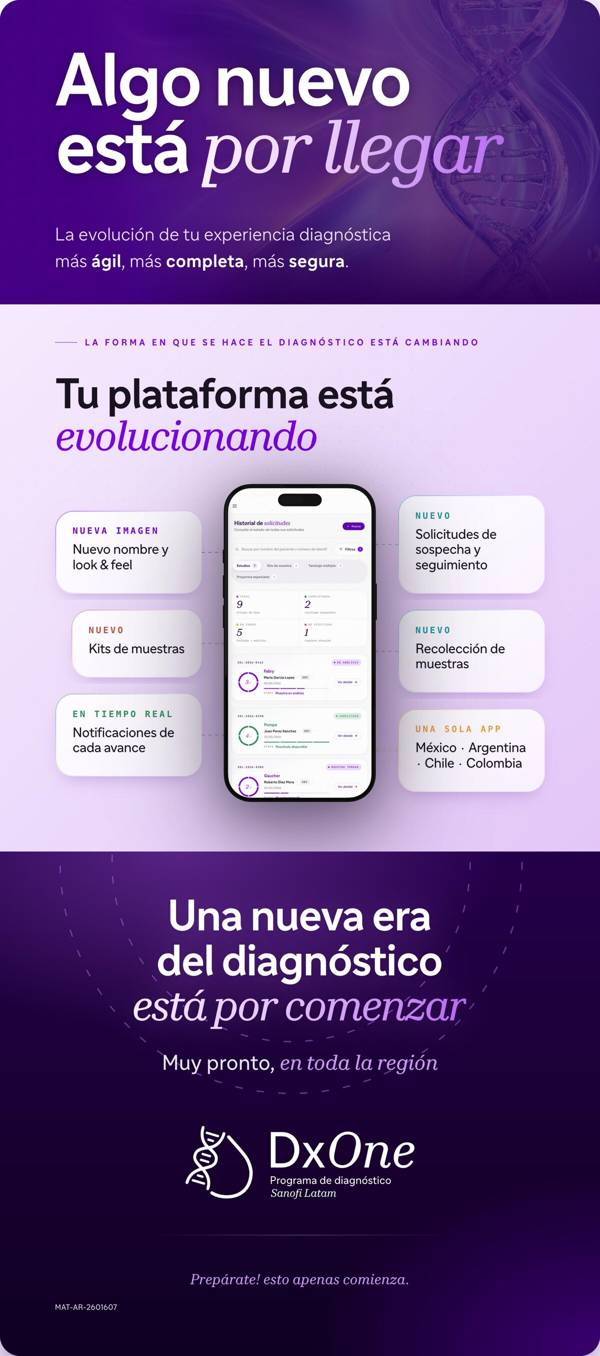 DxOne — Algo nuevo está por llegar. La evolución de tu experiencia diagnóstica: más ágil, más completa, más segura.